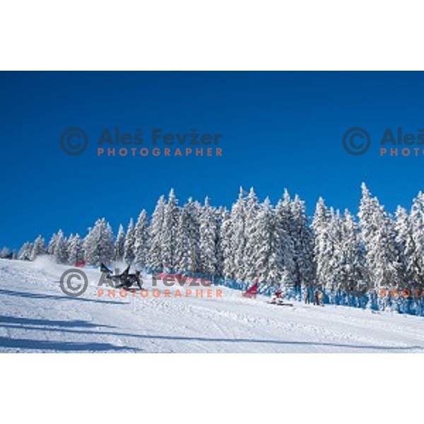 During snowboard match of FIS Snowboard WC Parallel Gaint Slalom Rogla 2015, Rogla, Slovenia, on January 31, 2015