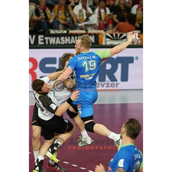 of Slovenia in action during match between Slovenia and Germany for 7th place at Qatar 2015 World Handball championships in Lusail Sport Arena, Doha on January 31, 2015