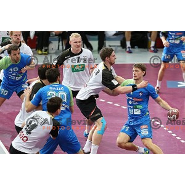 of Slovenia in action during match between Slovenia and Germany for 7th place at Qatar 2015 World Handball championships in Lusail Sport Arena, Doha on January 31, 2015