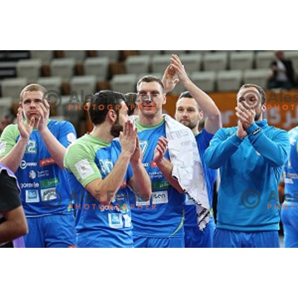 of Slovenia in action during match between Slovenia and Germany for 7th place at Qatar 2015 World Handball championships in Lusail Sport Arena, Doha on January 31, 2015