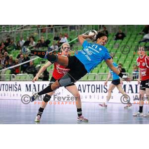 Amelie Goudjo of RK Krim Mercator in action during handball match between RK Krim Mercator and Thuringer HC in round 1 of EHF Champions Leauge, played in Arena Stozice, Ljubljana, Slovenia on January 31, 2015