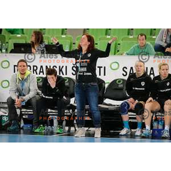 Marta Bon, headcoach of RK Krim Mercator in action during handball match between RK Krim Mercator and Thuringer HC in round 1 of EHF Champions Leauge, played in Arena Stozice, Ljubljana, Slovenia on January 31, 2015