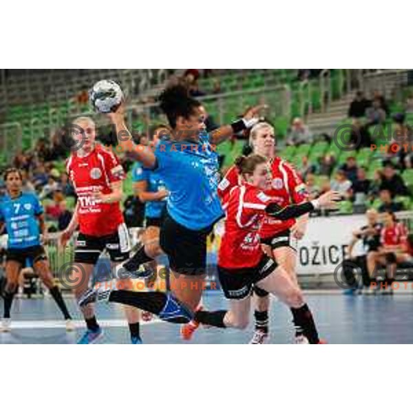 Amelie Goudjo of RK Krim Mercator in action during handball match between RK Krim Mercator and Thuringer HC in round 1 of EHF Champions Leauge, played in Arena Stozice, Ljubljana, Slovenia on January 31, 2015