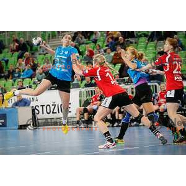 L. Artsiukhovich of RK Krim Mercator in action during handball match between RK Krim Mercator and Thuringer HC in round 1 of EHF Champions Leauge, played in Arena Stozice, Ljubljana, Slovenia on January 31, 2015