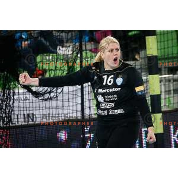 Misa Marincek of RK Krim Mercator in action during handball match between RK Krim Mercator and Thuringer HC in round 1 of EHF Champions Leauge, played in Arena Stozice, Ljubljana, Slovenia on January 31, 2015