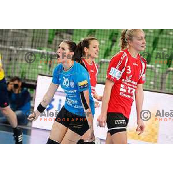 Alja Koren of RK Krim Mercator in action during handball match between RK Krim Mercator and Thuringer HC in round 1 of EHF Champions Leauge, played in Arena Stozice, Ljubljana, Slovenia on January 31, 2015