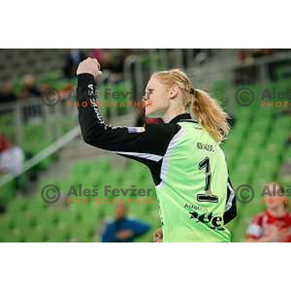 Jana Krause of Thuringer HC in action during handball match between RK Krim Mercator and Thuringer HC in round 1 of EHF Champions Leauge, played in Arena Stozice, Ljubljana, Slovenia on January 31, 2015