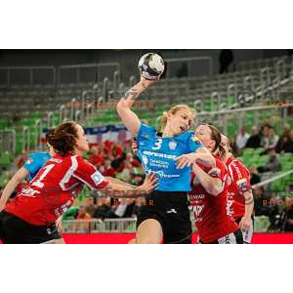 Manca Juric of RK Krim Mercator in action during handball match between RK Krim Mercator and Thuringer HC in round 1 of EHF Champions Leauge, played in Arena Stozice, Ljubljana, Slovenia on January 31, 2015