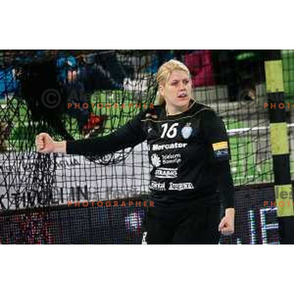 Misa Marincek of RK Krim Mercator in action during handball match between RK Krim Mercator and Thuringer HC in round 1 of EHF Champions Leauge, played in Arena Stozice, Ljubljana, Slovenia on January 31, 2015