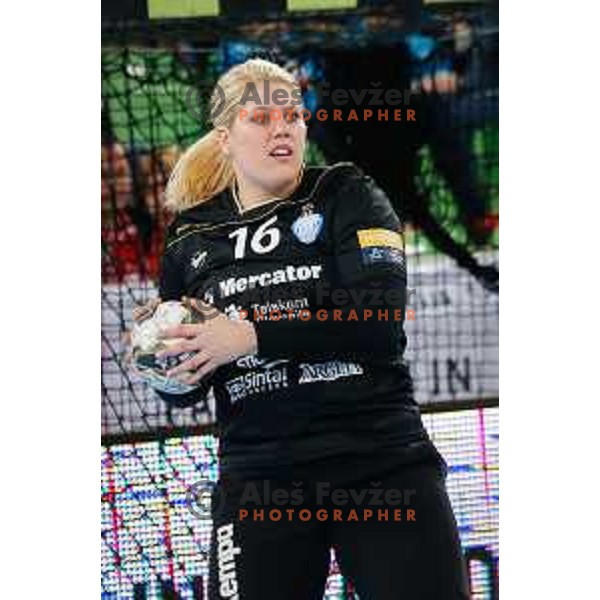 Misa Marincek of RK Krim Mercator in action during handball match between RK Krim Mercator and Thuringer HC in round 1 of EHF Champions Leauge, played in Arena Stozice, Ljubljana, Slovenia on January 31, 2015