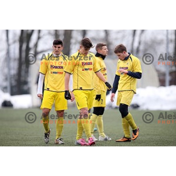 Kalcer Radomlje in action during friendly football match Kalcer Radomlje-Garmin Sencur, played in Radomlje Sports Park, Slovenia on February 4,2015