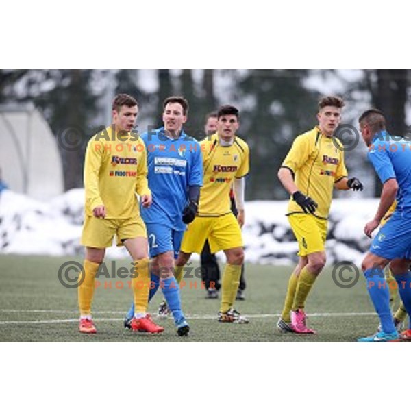 Kalcer Radomlje in action during friendly football match Kalcer Radomlje-Garmin Sencur, played in Radomlje Sports Park, Slovenia on February 4,2015