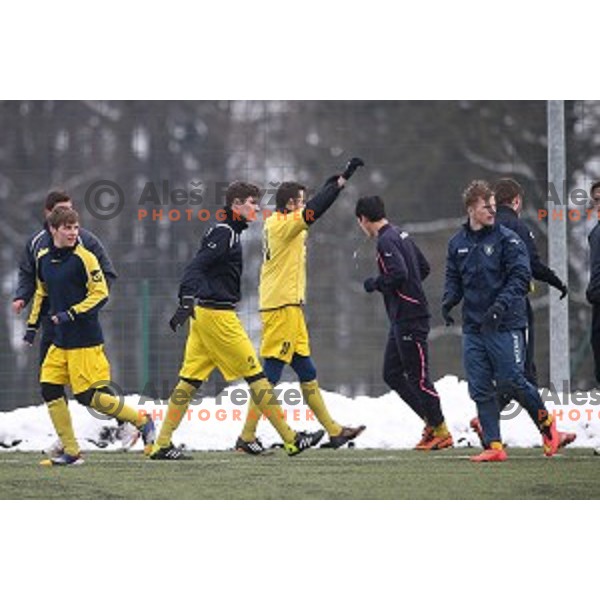 Kalcer Radomlje in action during friendly football match Kalcer Radomlje-Garmin Sencur, played in Radomlje Sports Park, Slovenia on February 4,2015