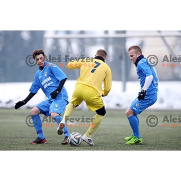 Kalcer Radomlje in action during friendly football match Kalcer Radomlje-Garmin Sencur, played in Radomlje Sports Park, Slovenia on February 4,2015