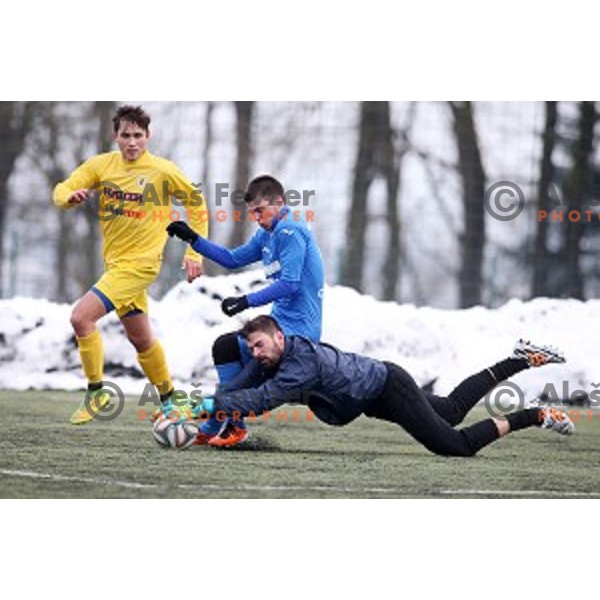 Kalcer Radomlje in action during friendly football match Kalcer Radomlje-Garmin Sencur, played in Radomlje Sports Park, Slovenia on February 4,2015