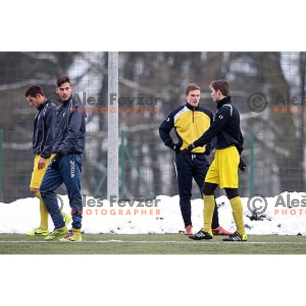 Kalcer Radomlje in action during friendly football match Kalcer Radomlje-Garmin Sencur, played in Radomlje Sports Park, Slovenia on February 4,2015