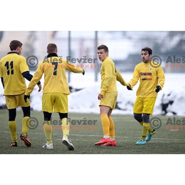 Kalcer Radomlje in action during friendly football match Kalcer Radomlje-Garmin Sencur, played in Radomlje Sports Park, Slovenia on February 4,2015