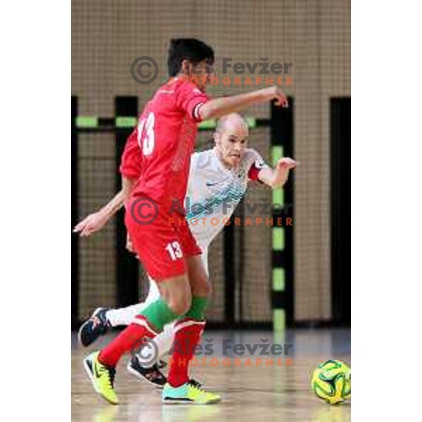 Igor Osredkar, captain of team Slovenia vs Tavakoli Farhad of Iran during friendly Futsal match between Slovenia and Iran, played in Kidricevo, Slovenia on February 10, 2015