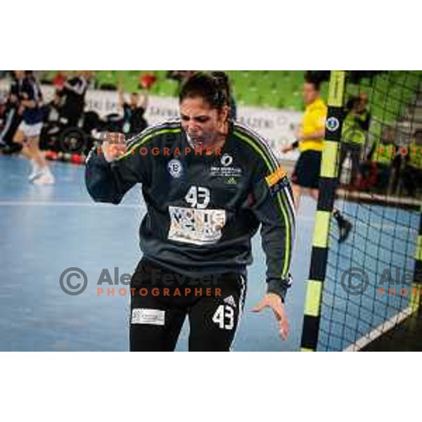 Marta Zderic of Buducnost in action during handball match between RK Krim Mercator and Buducnost in round 3 of EHF Champions Leauge, played in Arena Stozice, Ljubljana, Slovenia on February 13, 2015