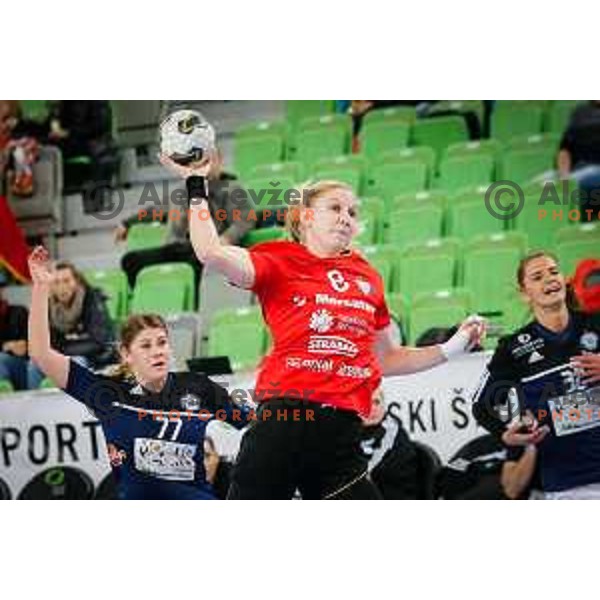 Tamara Mavsar of Krim Mercator in action during handball match between RK Krim Mercator and Buducnost in round 3 of EHF Champions Leauge, played in Arena Stozice, Ljubljana, Slovenia on February 13, 2015