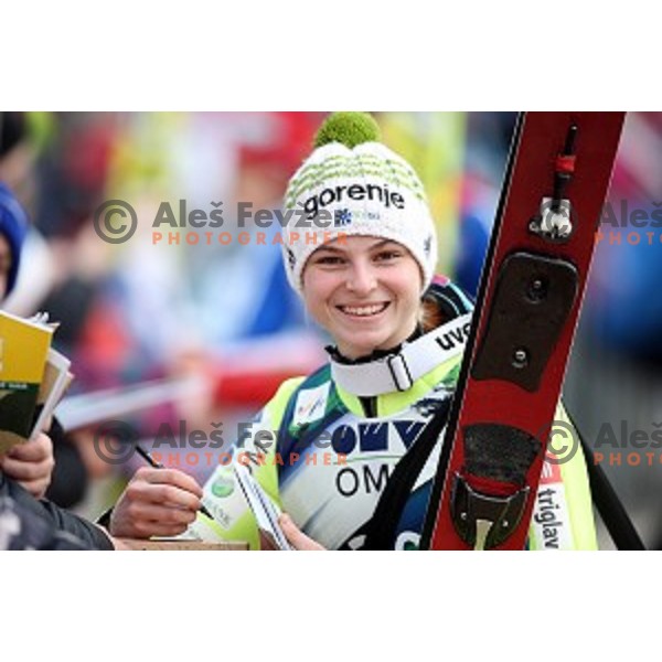 Spela Rogelj (SLO) at FIS Ski jumping World Cup in Ljubno, Slovenia on February 14, 2015