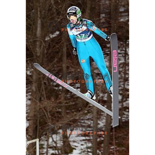 Katja Pozun of Slovenia at FIS Ski jumping World Cup in Ljubno, Slovenia on February 14, 2015