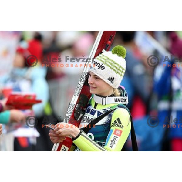 Spela Rogelj (SLO) at FIS Ski jumping World Cup in Ljubno, Slovenia on February 14, 2015
