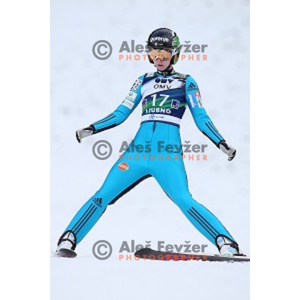 Katja Pozun (SLO) at FIS Ski jumping World Cup in Ljubno, Slovenia on February 14, 2015