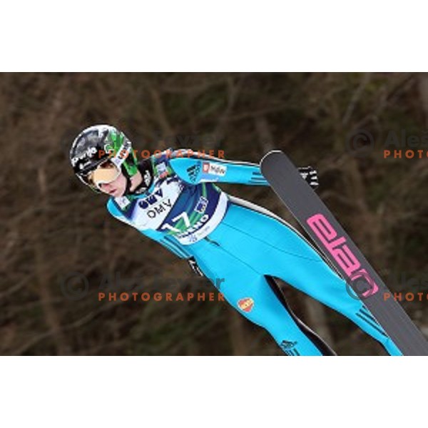 Katja Pozun of Slovenia at FIS Ski jumping World Cup in Ljubno, Slovenia on February 14, 2015