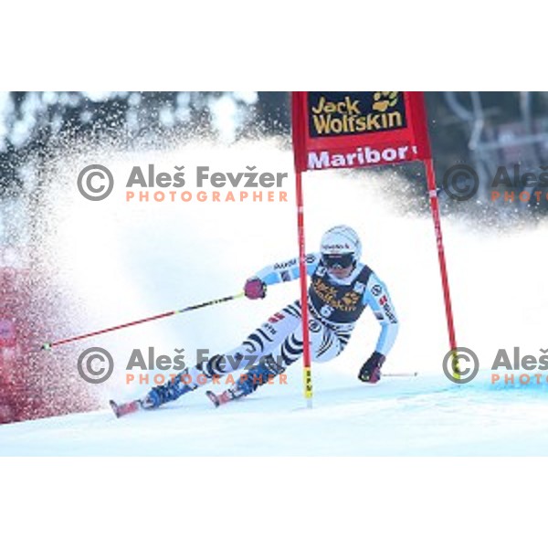 Viktoria Rebensburg (GER) in first run of 51. Golden Fox- Zlata Lisica FIS World Cup Giant Slalom in Maribor, Slovenia on February 21, 2015