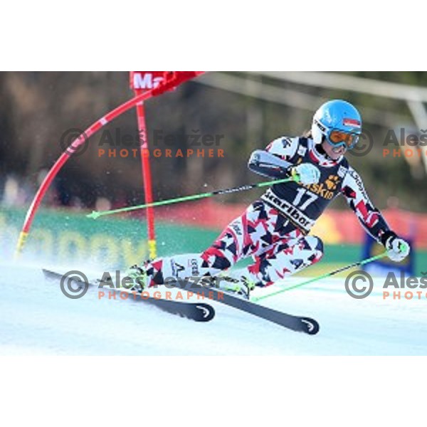Elisabeth Goergl (AUT) in first run of 51. Golden Fox- Zlata Lisica FIS World Cup Giant Slalom in Maribor, Slovenia on February 21, 2015