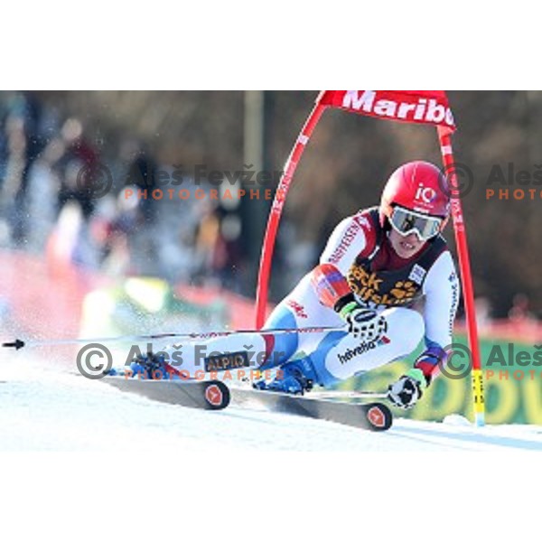 Dominique Gisin (SUI) in first run of 51. Golden Fox- Zlata Lisica FIS World Cup Giant Slalom in Maribor, Slovenia on February 21, 2015
