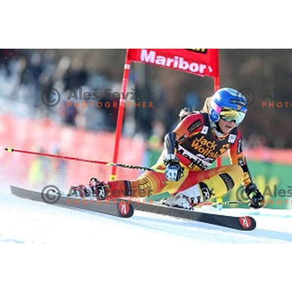 Marie Pier Prefontaine (CAN) in first run of 51. Golden Fox- Zlata Lisica FIS World Cup Giant Slalom in Maribor, Slovenia on February 21, 2015