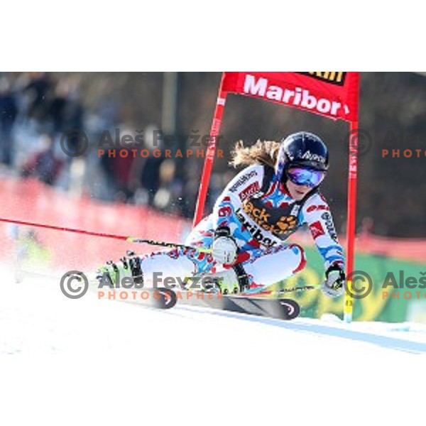 Marion Bertrand (FRA) in first run of 51. Golden Fox- Zlata Lisica FIS World Cup Giant Slalom in Maribor, Slovenia on February 21, 2015