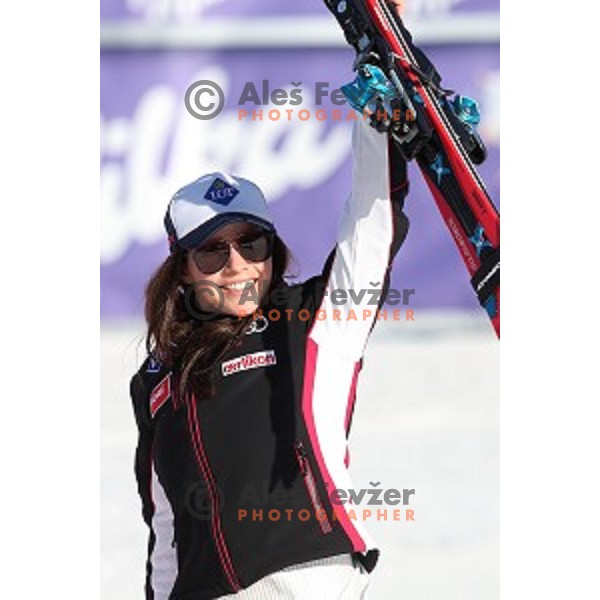 Tina Weirather (LIE) in second run of 51. Golden Fox- Zlata Lisica FIS World Cup Giant Slalom in Maribor, Slovenia on February 21, 2015