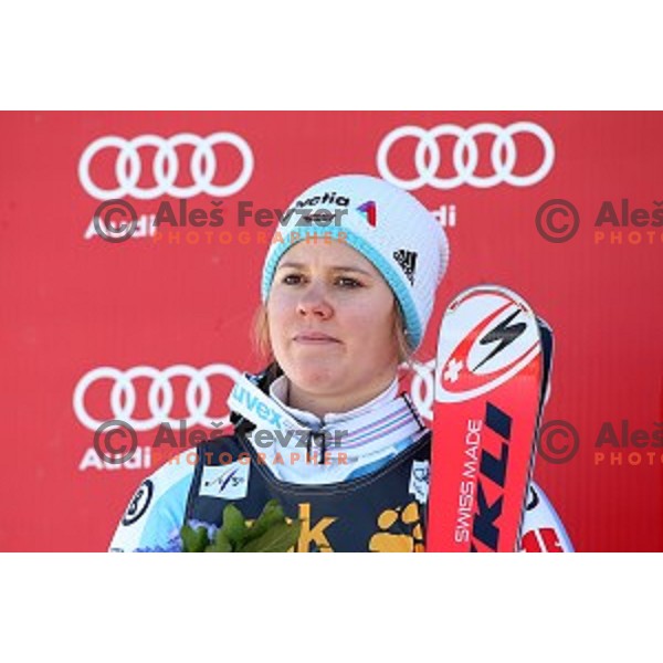 Viktoria Rebensburg (GER) in second run of 51. Golden Fox- Zlata Lisica FIS World Cup Giant Slalom in Maribor, Slovenia on February 21, 2015