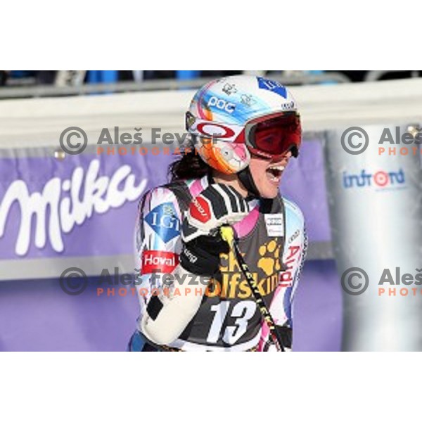 Tina Weirather (LIE) in second run of 51. Golden Fox- Zlata Lisica FIS World Cup Giant Slalom in Maribor, Slovenia on February 21, 2015