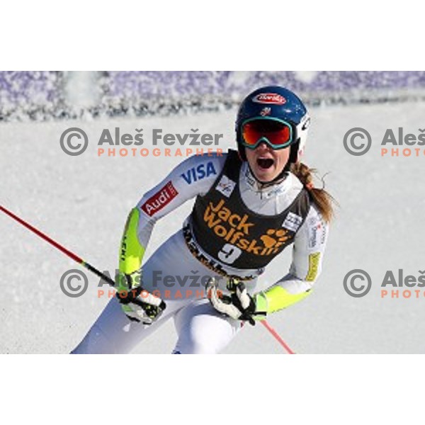 Mikaela Shiffrin (USA) in second run of 51. Golden Fox- Zlata Lisica FIS World Cup Giant Slalom in Maribor, Slovenia on February 21, 2015