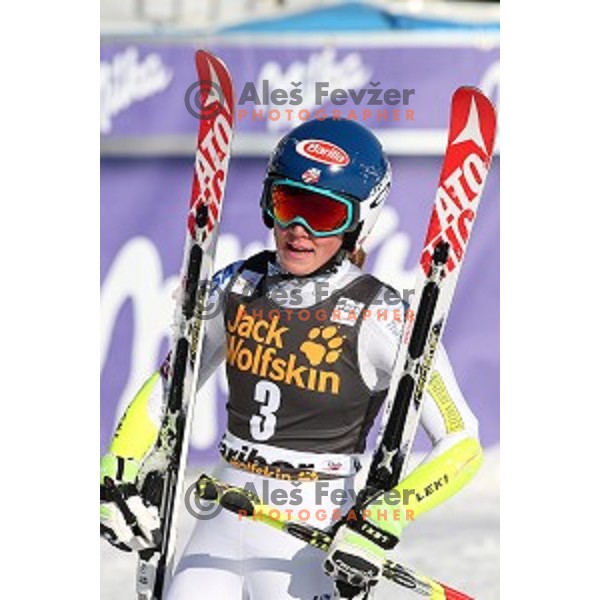 Mikaela Shiffrin (USA) in second run of 51. Golden Fox- Zlata Lisica FIS World Cup Giant Slalom in Maribor, Slovenia on February 21, 2015
