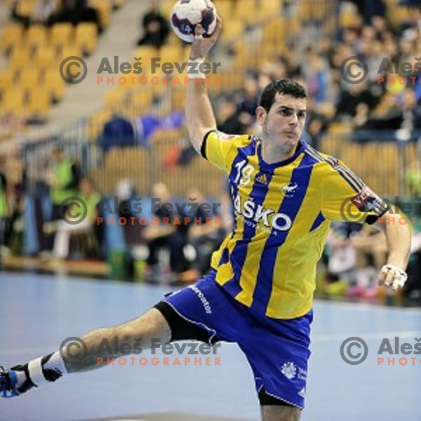 Ivan Sliskovic of Celje Pivovarna Lasko in action during EHF Champions league handball match Celje PL- Chekovski in Zlatorog Hall, Celje, Slovenia on February 21, 2015