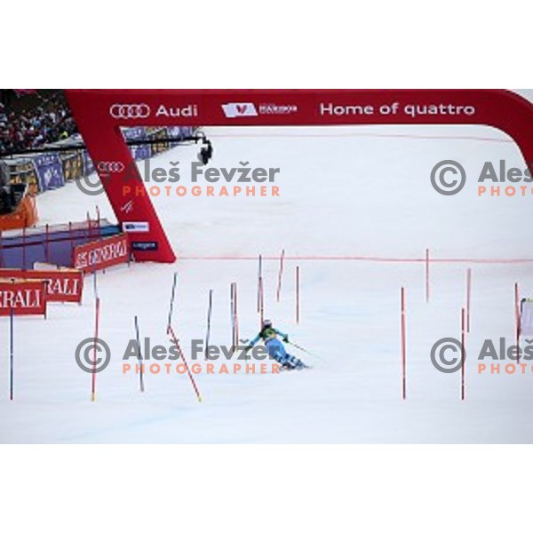 Tina Maze (SLO) skiing in first run of 51. Golden Fox- Zlata Lisica FIS World Cup Slalom in Maribor, Slovenia on February 22, 2015