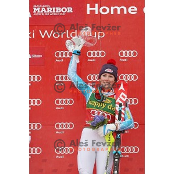 Mikaela Shiffrin (USA), winner of 51. Golden Fox- Zlata Lisica FIS World Cup Slalom in Maribor, Slovenia on February 22, 2015
