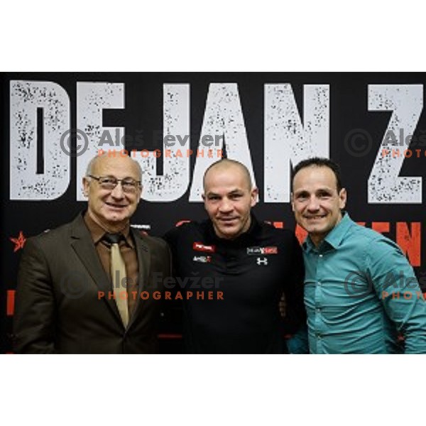 Bogdan Gabrovec, Dejan Zavec, Tomaz Barada at the press conference for the announcement of the boxing match with Sasha Yengoyan, Petrol building,Ljubljana, Slovenia, 24.02.2015