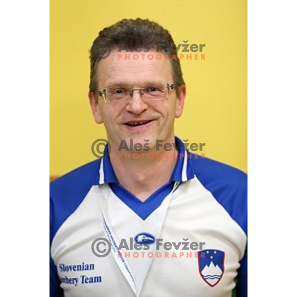 Tomaz Kirn, head coach of Slovenia men and junior compound team at 15. European Archery Indoor Championships in Bonifika Hall, Koper, Slovenia on February 28, 2015