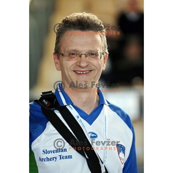 Tomaz Kirn, head coach of Slovenia men and junior compound team at 15. European Archery Indoor Championships in Bonifika Hall, Koper, Slovenia on February 28, 2015