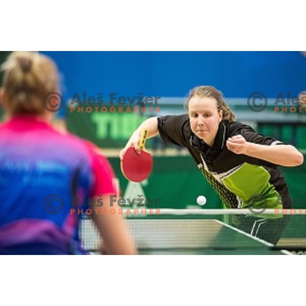 in action during tabel tennis match of National Championship 2015, Jesenice, Slovenia, on January 31, 2015