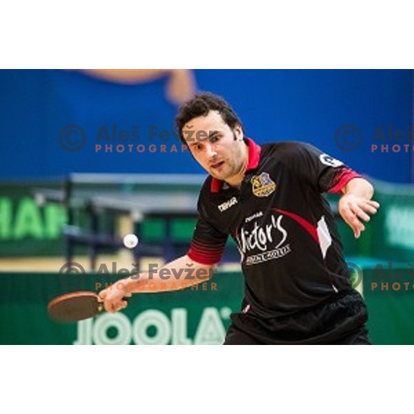 Bojan Tokic in action during tabel tennis match of National Championship 2015, Jesenice, Slovenia, on January 31, 2015
