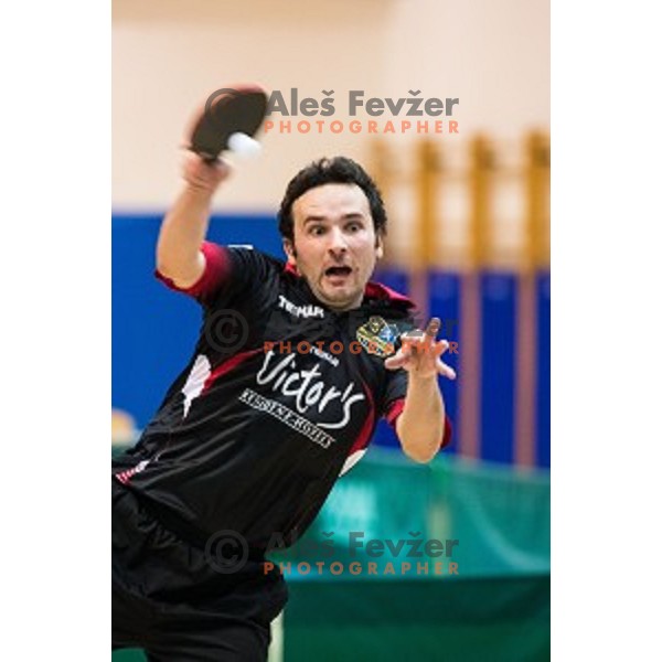 Bojan Tokic in action during tabel tennis match of National Championship 2015, Jesenice, Slovenia, on January 31, 2015