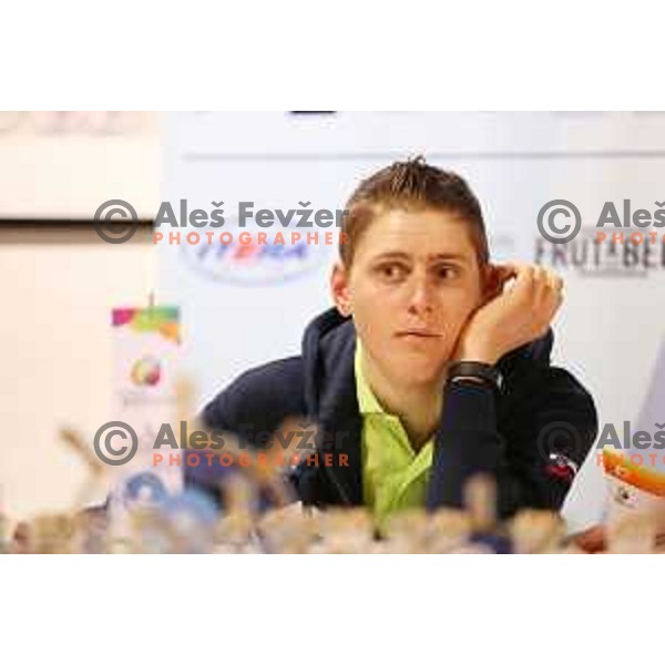 Matej Mohoric at Cycling federation of Slovenia press conference before second edition of Grand Prix of Izola race. Manzioli palace, Izola, Slovenia on February 28, 2015