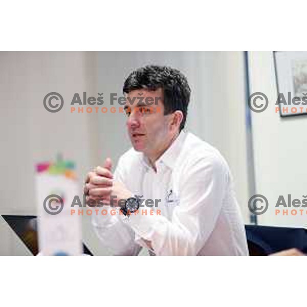 Ales Kalan, secretary general of Cycling federation of Slovenia during press conference before second edition of Grand Prix of Izola race. Manzioli palace, Izola, Slovenia on February 28, 2015